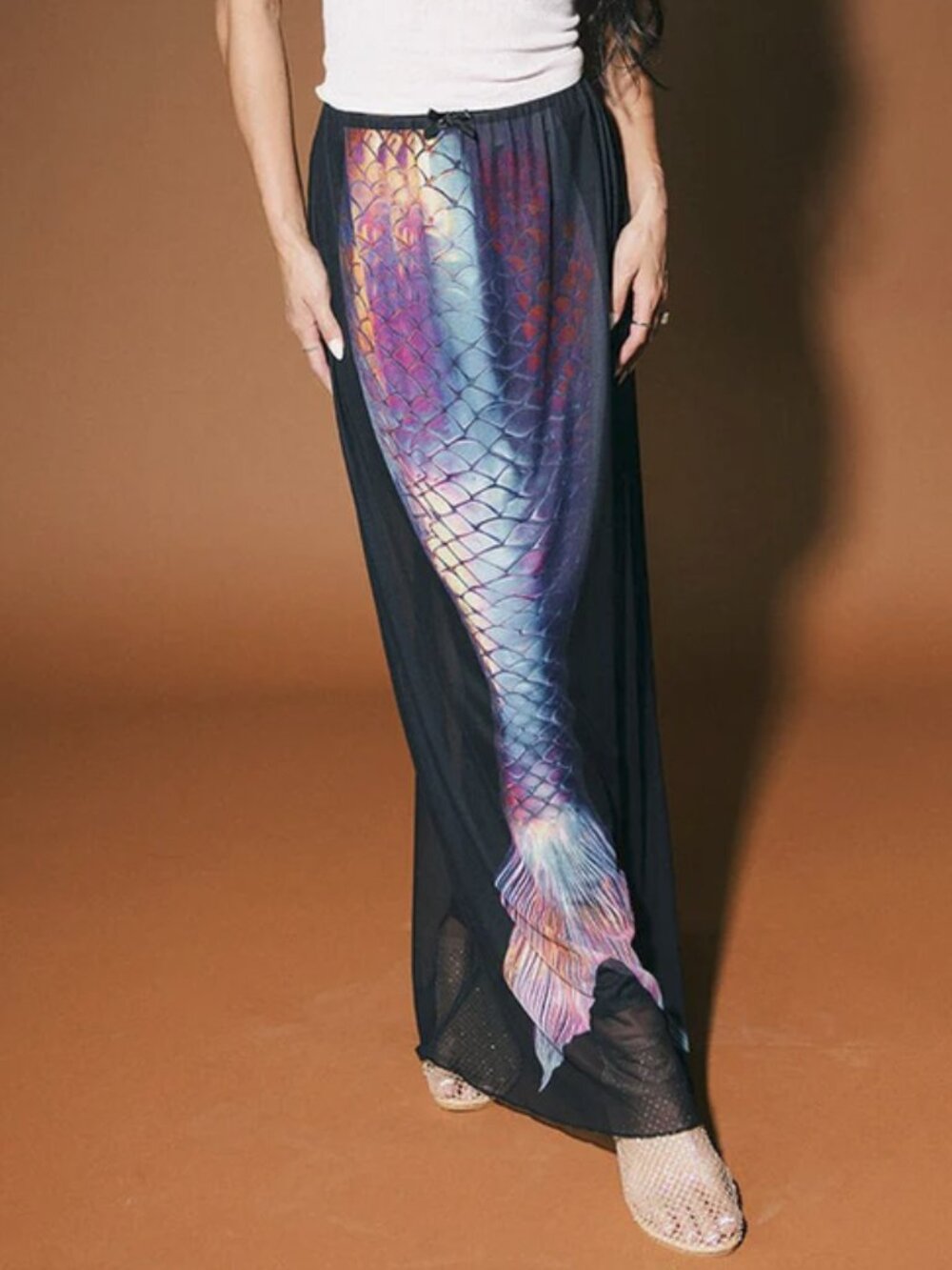 NWT Dressed in Lala Let's Play Mermaids Mesh Maxi Skirt